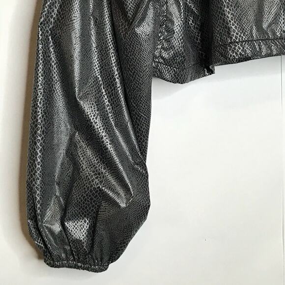 Free People Diamond Back Reflective Jacket Hooded Cropped Size Medium NEW - Picture 5 of 12